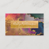 Moderne marmer waterverf goud paars groen en blauw visitekaartje (Voorkant)