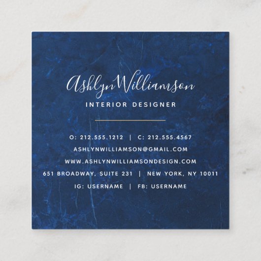 Moderne marmer waterverf turquoise oranje goud vierkante visitekaartje (Achterkant)