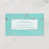 Moderne, marmer zilver blauwgroen elegante make-up visitekaartje (Achterkant)