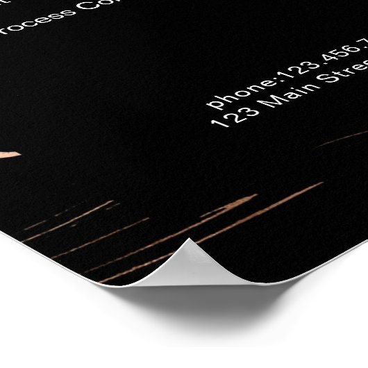 Moderne Marmer Zwarte Roségoud Prijzenlijst Poster (Hoek)