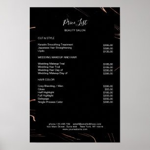 Moderne Marmer Zwarte Roségoud Prijzenlijst Poster