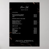 Moderne Marmer Zwarte Roségoud Prijzenlijst Poster (Voorkant)