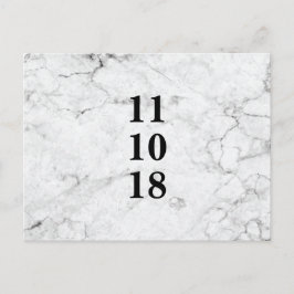 Moderne marmerbruiloft, behalve het date briefkaar aankondigingskaart