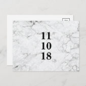 Moderne marmerbruiloft, behalve het date briefkaar aankondigingskaart (Voorkant / Achterkant)