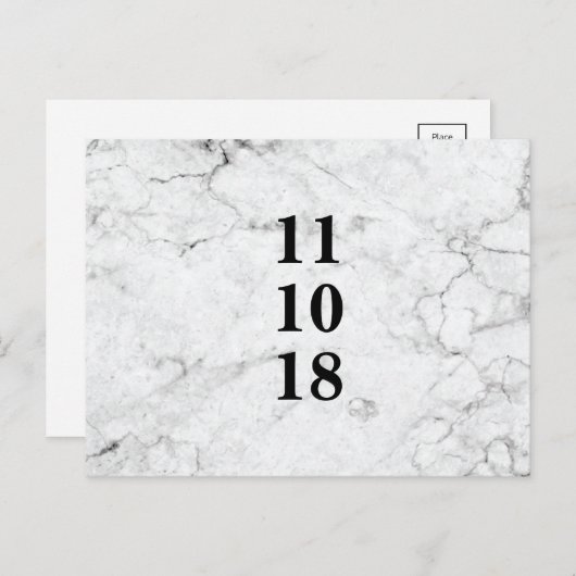 Moderne marmerbruiloft, behalve het date briefkaar aankondigingskaart (Voorkant / Achterkant)