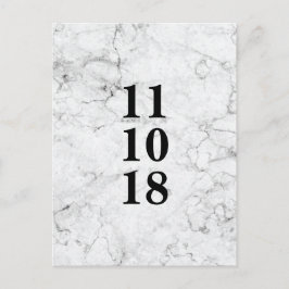 Moderne marmerbruiloft, behalve het date briefkaar aankondigingskaart