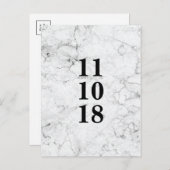 Moderne marmerbruiloft, behalve het date briefkaar aankondigingskaart (Voorkant / Achterkant)