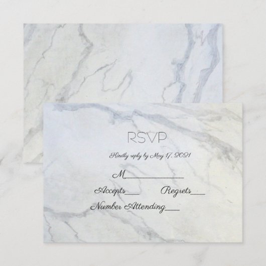 Moderne marmeren achtergrond RSVP kaartje (Voorkant / Achterkant)