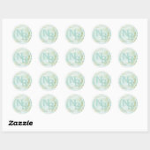 Moderne Marmeren Aqua Monogrammed Wax Seal Sticker (Vel)
