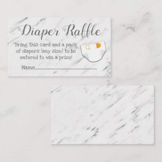 Moderne Marmeren Baby showers Luier Raffle Kaarten (Voorkant / Achterkant)