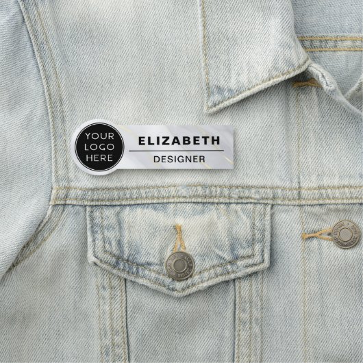 Moderne Marmeren Bedrijf Logo Medewerker Naamplaatje (In situ)