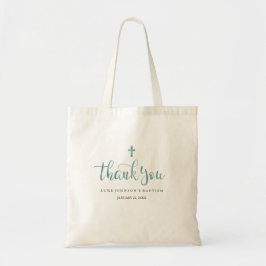 Moderne Marmeren Blauwe Dank Je Wel Doop Boodschap Tote Bag
