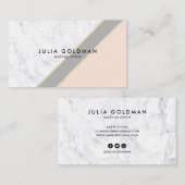 Moderne marmeren blush roze grijs chic goud geomet visitekaartje (Voorkant / Achterkant)