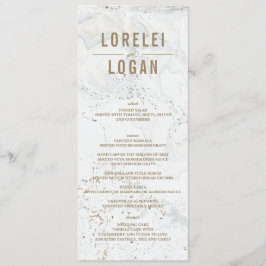 Moderne Marmeren Bruiloft Menu | Goud