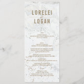 Moderne Marmeren Bruiloft Menu | Goud (Voorkant)