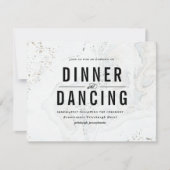 Moderne Marmeren Bruiloft Receptie Kaart | Zwart (Voorkant)