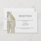 Moderne marmeren en gouden trouwreceptiekaart kaart (Voorkant)