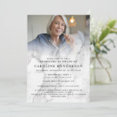 Moderne Marmeren Foto Viering van het Leven/Begraf Kaart (Staand voorkant)