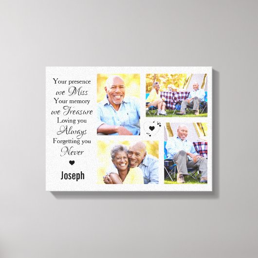 Moderne marmeren fotocollage-herinnering canvas afdruk (Voorkant)