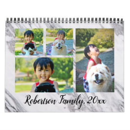 Moderne Marmeren Fotocollage Maandelijkse Kalender