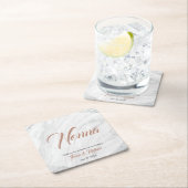 Moderne marmeren gepersonaliseerde plaatskaart kartonnen onderzetters (Insitu)