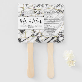 Moderne Marmeren Gouden Geometrische Huwelijksprog Handwaaier