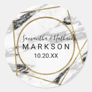 Moderne Marmeren Gouden Geometrische Sjabloon Ronde Sticker