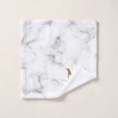 Moderne marmeren gouden meisjesachtig script monog bad handdoek (Wasdoekje)
