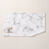 Moderne marmeren gouden meisjesachtig script monog bad handdoek (Handdoek)