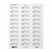 Moderne marmeren gouden meisjesachtig script monog etiket (Full Sheet)