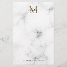Moderne marmeren gouden vrouwelijk script monogram