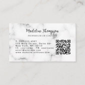 Moderne marmeren gouden vrouwelijk script monogram visitekaartje (Achterkant)