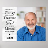 Moderne marmeren herdenkingsgeschenk met foto poster (Voorkant)