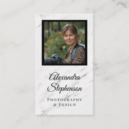 Moderne Marmeren Klassieke Elegante QR Code Custom Visitekaartje (Voorkant)