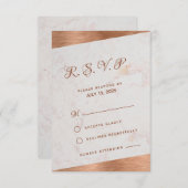 Moderne marmeren koper kalligrafische schuine brui RSVP kaartje (Voorkant / Achterkant)