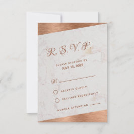 Moderne Marmeren Koperen Calligrafische Schuine Hu RSVP Kaartje