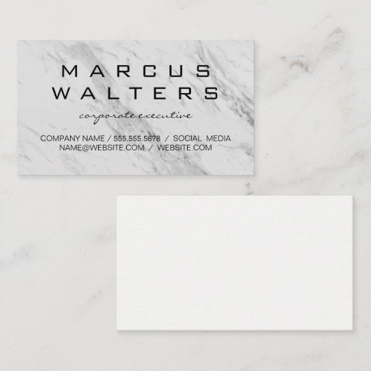 Moderne Marmeren Luxe Visitekaartje (Voorkant / Achterkant)