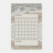 Moderne Marmeren Maandelijkse Persoonlijke Planner Post-it® Notes (Voorkant)