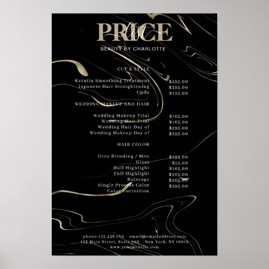 Moderne Marmeren Prijslijst Poster (Voorkant)