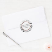 Moderne Marmeren Roos Gouden Pinstripe Trouwsticke Ronde Sticker (Envelop)