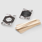 Moderne Marmeren Roos Gouden Trim Hexagon Programm Handwaaier (Niet-gemonteerd)