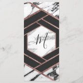 Moderne Marmeren Roos Gouden Trim Hexagon Programm Programmakaart (Achterkant)