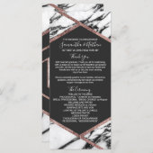 Moderne Marmeren Roos Gouden Trim Hexagon Programm Programmakaart (Voorkant / Achterkant)