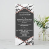 Moderne Marmeren Roos Gouden Trim Hexagon Programm Programmakaart (Staand voorkant)