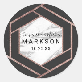 Moderne Marmeren Roos Gouden Trim Hexagon Stickers