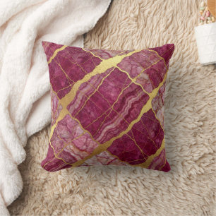 Moderne marmeren roze + gouden luxe kussen