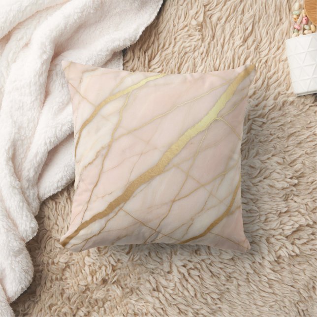 Moderne marmeren roze + gouden luxe  kussen (Deken)