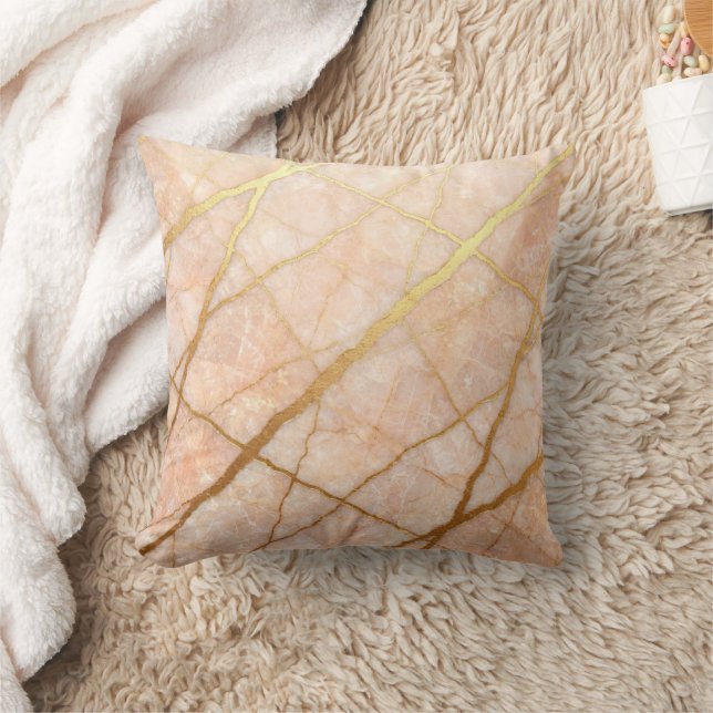 Moderne marmeren roze + gouden luxe  kussen (Deken)