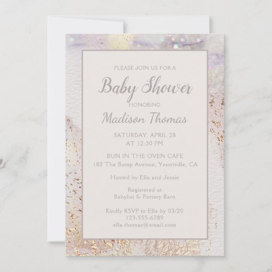 Moderne Marmeren Sparkle | BABY SHOWER Kaart (Voorkant)