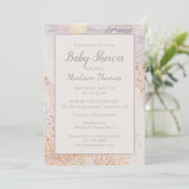 Moderne Marmeren Sparkle | BABY SHOWER Kaart (Staand voorkant)